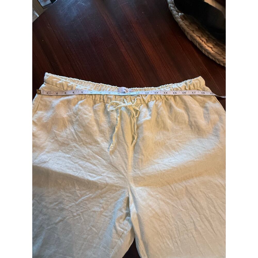Mango Butter Yellow 100% Linen Elastic Drawstring Waist Straight Leg Pants XXL - Picture 6 of 10